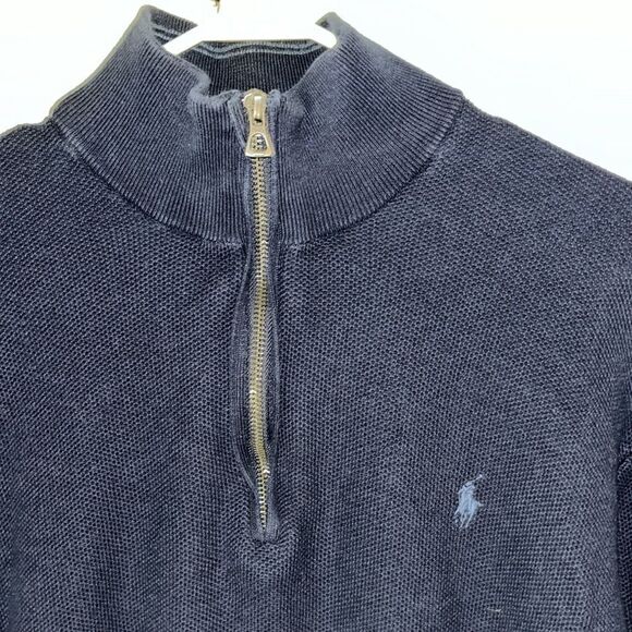 Navy Blue Polo by Ralph Lauren button neck Long sleeve sweater sweatshirt Pony-L - Picture 6 of 6